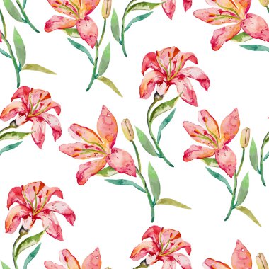 Sorunsuz vektör çiçek desenli. Zambak çiçekler