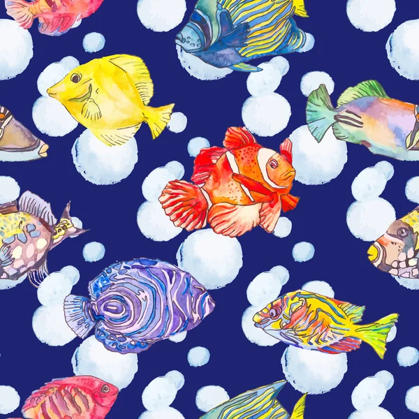 Modèle de mer. Des poissons tropicaux. méduses. Océan . — Image vectorielle