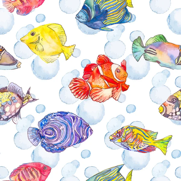Sea pattern. Tropical fish. jellyfish. Ocean. — Stock Vector