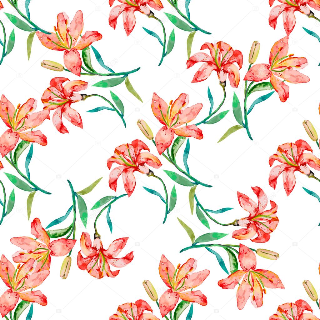 Seamless Vector Floral Pattern Lilies Flowers Vector Image By C Boyurelizaveta Vector Stock