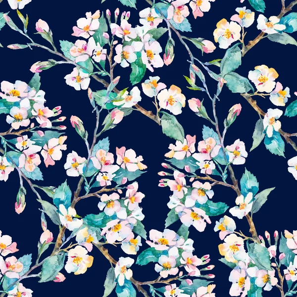 Motif printanier. Branches florales. Aquarelle. Vecteur . — Image vectorielle