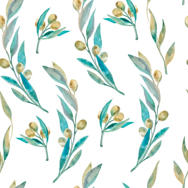 Aquarelle motif olive vert. Branche oléicole — Image vectorielle