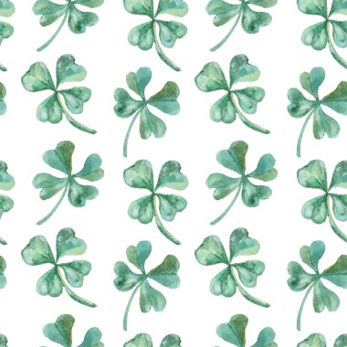 Dikişsiz desen suluboya yonca. Vektör Aziz Patrick günü. Yonca.