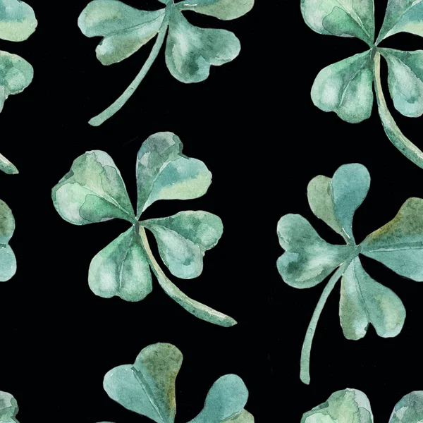 Seamless pattern watercolor clover. Vector St. Patrick Day. Shamrock. — Stock Photo, Image