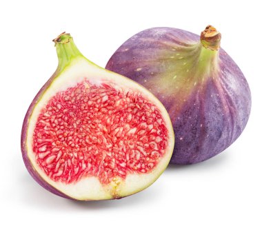 Beyaz arka planda incir ve incir haçı kesimi var. Dosya kırpma yolu içeriyor.