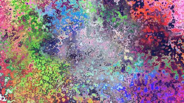 Soyut pas benzeri organik doku, canlı mermer renkler, paslanmış metal yüzey etkisi ve anlamlı kaotik desen.