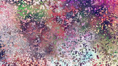 Soyut pas benzeri organik doku, canlı mermer renkler, paslanmış metal yüzey etkisi ve anlamlı kaotik desen.