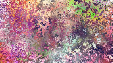 Soyut pas benzeri organik doku, canlı mermer renkler, paslanmış metal yüzey etkisi ve anlamlı kaotik desen.