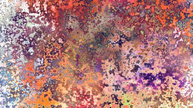 Soyut pas benzeri organik doku, canlı mermer renkler, paslanmış metal yüzey etkisi ve anlamlı kaotik desen.