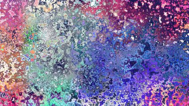 Soyut pas benzeri organik doku, canlı mermer renkler, paslanmış metal yüzey etkisi ve anlamlı kaotik desen.