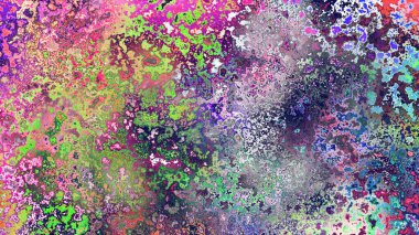 Soyut pas benzeri organik doku, canlı mermer renkler, paslanmış metal yüzey etkisi ve anlamlı kaotik desen.