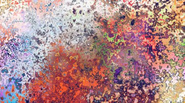 Soyut pas benzeri organik doku, canlı mermer renkler, paslanmış metal yüzey etkisi ve anlamlı kaotik desen.