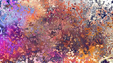 Soyut pas benzeri organik doku, canlı mermer renkler, paslanmış metal yüzey etkisi ve anlamlı kaotik desen.