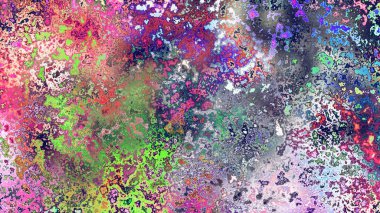 Soyut pas benzeri organik doku, canlı mermer renkler, paslanmış metal yüzey etkisi ve anlamlı kaotik desen.