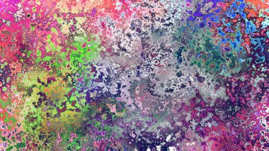 Soyut pas benzeri organik doku, canlı mermer renkler, paslanmış metal yüzey etkisi ve anlamlı kaotik desen.