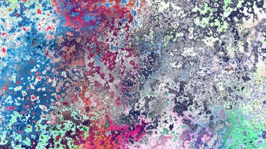 Soyut pas benzeri organik doku, canlı mermer renkler, paslanmış metal yüzey etkisi ve anlamlı kaotik desen.