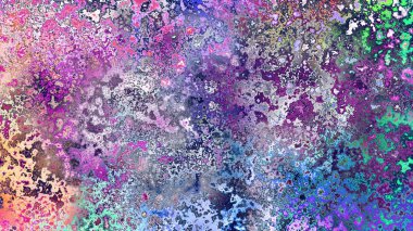 Soyut pas benzeri organik doku, canlı mermer renkler, paslanmış metal yüzey etkisi ve anlamlı kaotik desen.