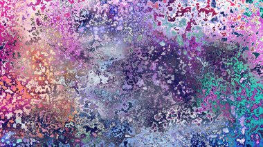 Soyut pas benzeri organik doku, canlı mermer renkler, paslanmış metal yüzey etkisi ve anlamlı kaotik desen.