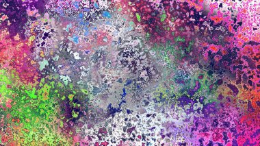 Soyut pas benzeri organik doku, canlı mermer renkler, paslanmış metal yüzey etkisi ve anlamlı kaotik desen.