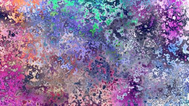 Soyut pas benzeri organik doku, canlı mermer renkler, paslanmış metal yüzey etkisi ve anlamlı kaotik desen.