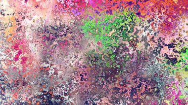 Soyut pas benzeri organik doku, canlı mermer renkler, paslanmış metal yüzey etkisi ve anlamlı kaotik desen.