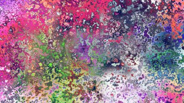 Soyut pas benzeri organik doku, canlı mermer renkler, paslanmış metal yüzey etkisi ve anlamlı kaotik desen.