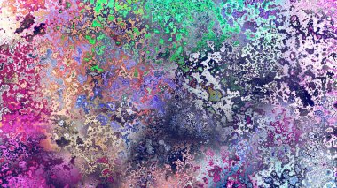 Soyut pas benzeri organik doku, canlı mermer renkler, paslanmış metal yüzey etkisi ve anlamlı kaotik desen.