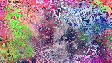 Soyut pas benzeri organik doku, canlı mermer renkler, paslanmış metal yüzey etkisi ve anlamlı kaotik desen.