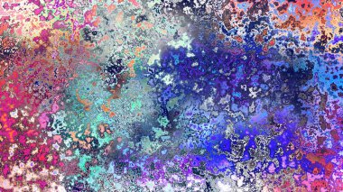 Soyut pas benzeri organik doku, canlı mermer renkler, paslanmış metal yüzey etkisi ve anlamlı kaotik desen.