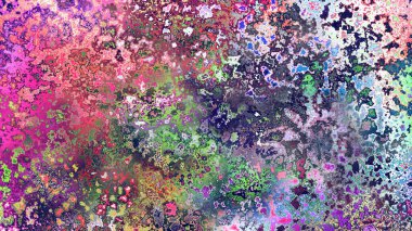 Soyut pas benzeri organik doku, canlı mermer renkler, paslanmış metal yüzey etkisi ve anlamlı kaotik desen.