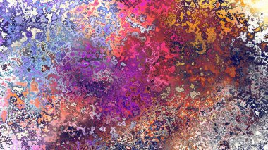 Soyut pas benzeri organik doku, canlı mermer renkler, paslanmış metal yüzey etkisi ve anlamlı kaotik desen.