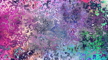 Soyut pas benzeri organik doku, canlı mermer renkler, paslanmış metal yüzey etkisi ve anlamlı kaotik desen.