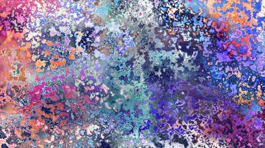 Soyut pas benzeri organik doku, canlı mermer renkler, paslanmış metal yüzey etkisi ve anlamlı kaotik desen.