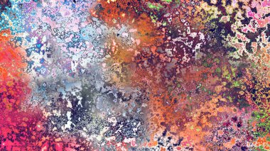 Soyut pas benzeri organik doku, canlı mermer renkler, paslanmış metal yüzey etkisi ve anlamlı kaotik desen.