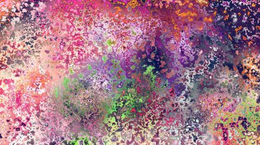 Soyut pas benzeri organik doku, canlı mermer renkler, paslanmış metal yüzey etkisi ve anlamlı kaotik desen.