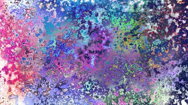 Soyut pas benzeri organik doku, canlı mermer renkler, paslanmış metal yüzey etkisi ve anlamlı kaotik desen.