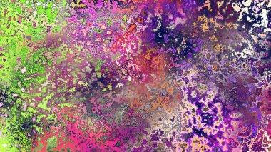 Soyut pas benzeri organik doku, canlı mermer renkler, paslanmış metal yüzey etkisi ve anlamlı kaotik desen.