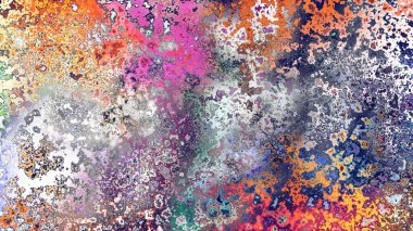 Soyut pas benzeri organik doku, canlı mermer renkler, paslanmış metal yüzey etkisi ve anlamlı kaotik desen.