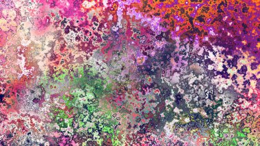 Soyut pas benzeri organik doku, canlı mermer renkler, paslanmış metal yüzey etkisi ve anlamlı kaotik desen.