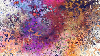 Soyut pas benzeri organik doku, canlı mermer renkler, paslanmış metal yüzey etkisi ve anlamlı kaotik desen.