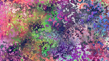 Soyut pas benzeri organik doku, canlı mermer renkler, paslanmış metal yüzey etkisi ve anlamlı kaotik desen.