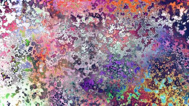 Soyut pas benzeri organik doku, canlı mermer renkler, paslanmış metal yüzey etkisi ve anlamlı kaotik desen.