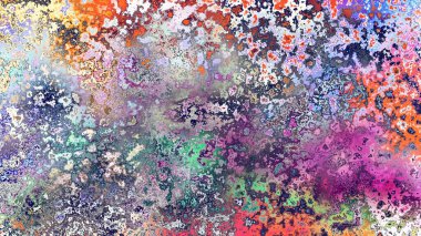 Soyut pas benzeri organik doku, canlı mermer renkler, paslanmış metal yüzey etkisi ve anlamlı kaotik desen.