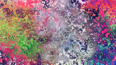 Soyut pas benzeri organik doku, canlı mermer renkler, paslanmış metal yüzey etkisi ve anlamlı kaotik desen.