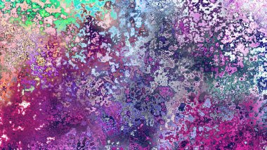 Soyut pas benzeri organik doku, canlı mermer renkler, paslanmış metal yüzey etkisi ve anlamlı kaotik desen.