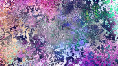 Soyut pas benzeri organik doku, canlı mermer renkler, paslanmış metal yüzey etkisi ve anlamlı kaotik desen.