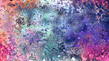 Soyut pas benzeri organik doku, canlı mermer renkler, paslanmış metal yüzey etkisi ve anlamlı kaotik desen.