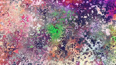 Soyut pas benzeri organik doku, canlı mermer renkler, paslanmış metal yüzey etkisi ve anlamlı kaotik desen.