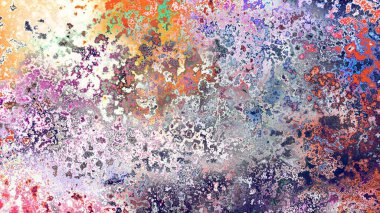 Soyut pas benzeri organik doku, canlı mermer renkler, paslanmış metal yüzey etkisi ve anlamlı kaotik desen.