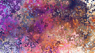 Soyut pas benzeri organik doku, canlı mermer renkler, paslanmış metal yüzey etkisi ve anlamlı kaotik desen.